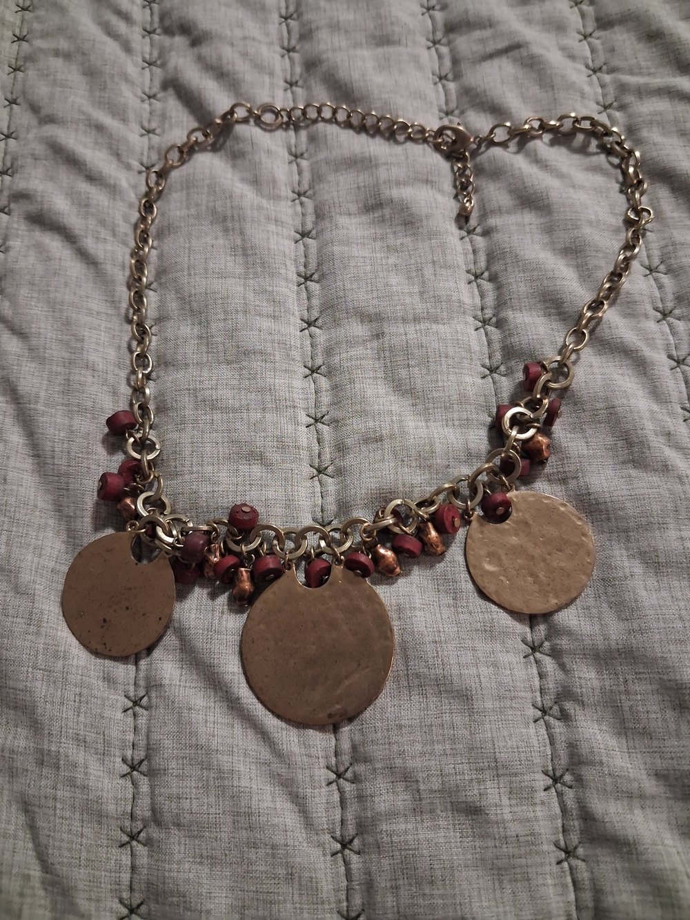 Avon Gold Tone Necklace with Pink Bead Accents